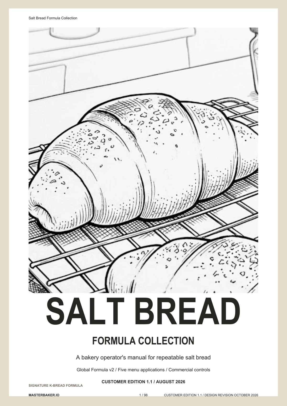 New illustrated cover of the 98-page MasterBaker Salt Bread Formula Collection